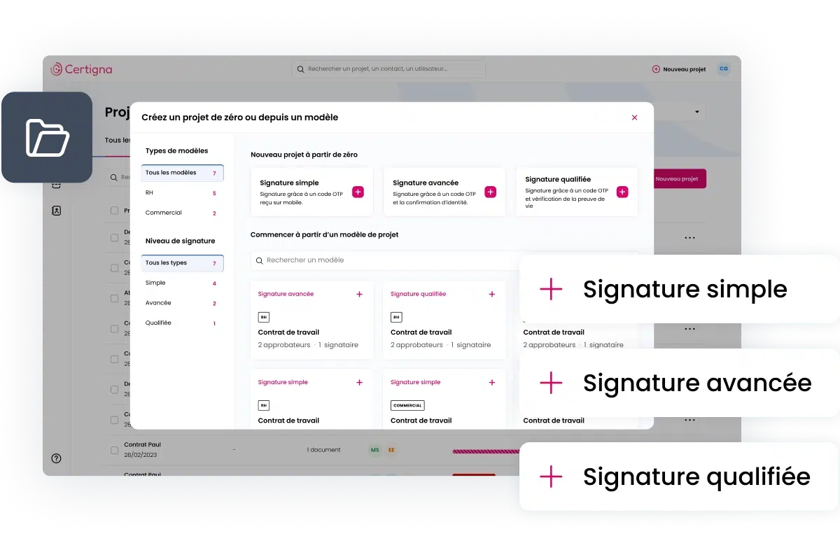 Certigna SIGN - trois niveaux de signature disponibles
