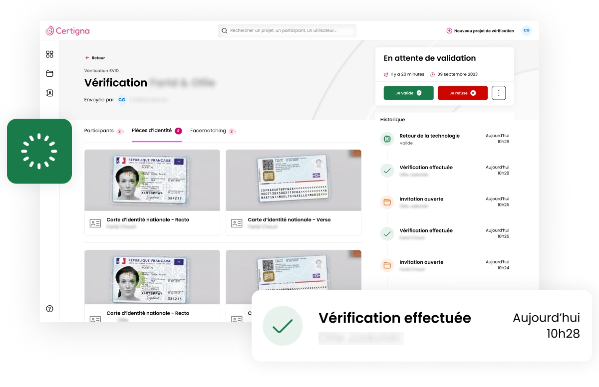 Certigna VERIF ID suivi de dossier