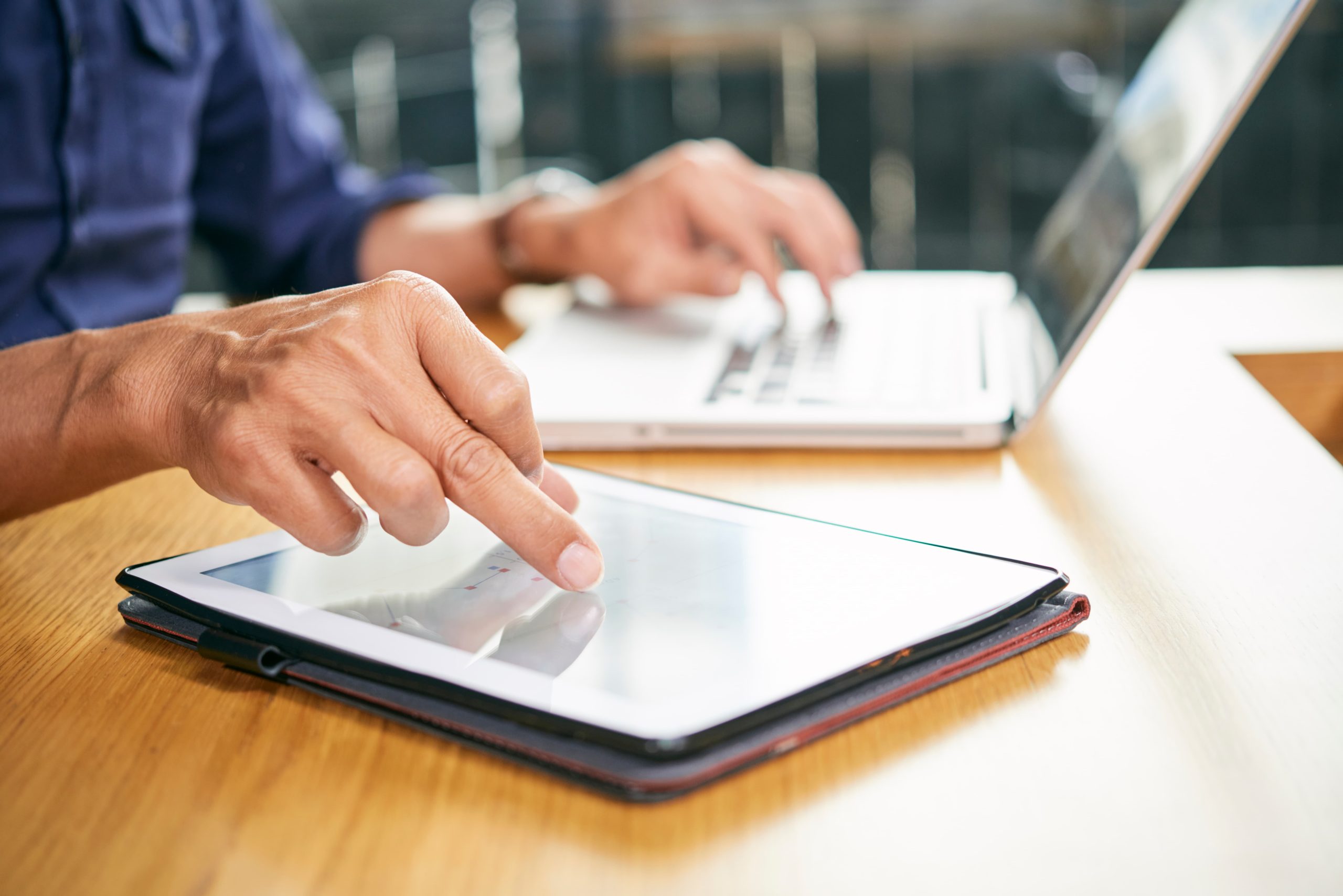 businessman working tablet